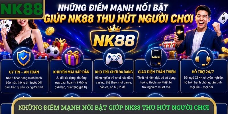 Những điểm mạnh nổi bật giúp NK88 thu hút người chơi